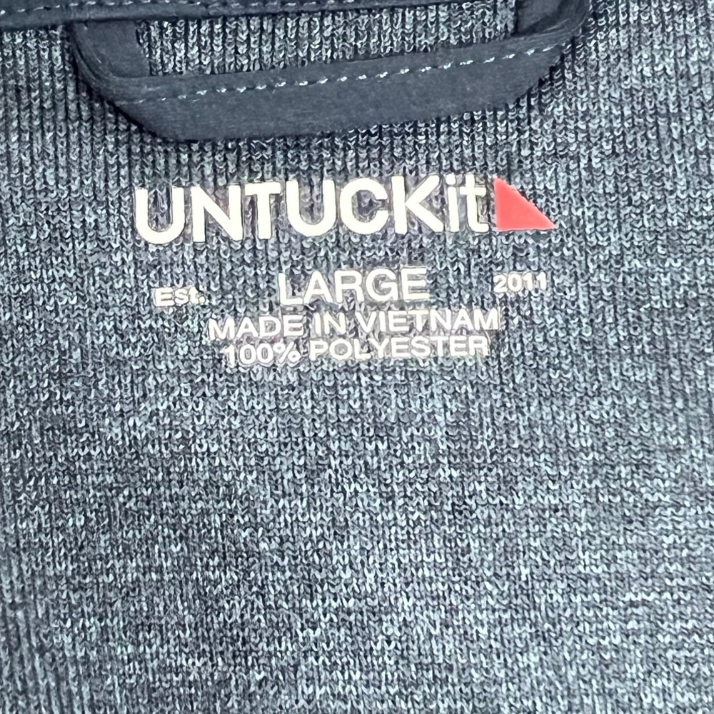 UNTUCKit Mens Large Quarter Zip Pullover Mixed Media Quilted Navy‎ Grey Jacket - Picture 2 of 6